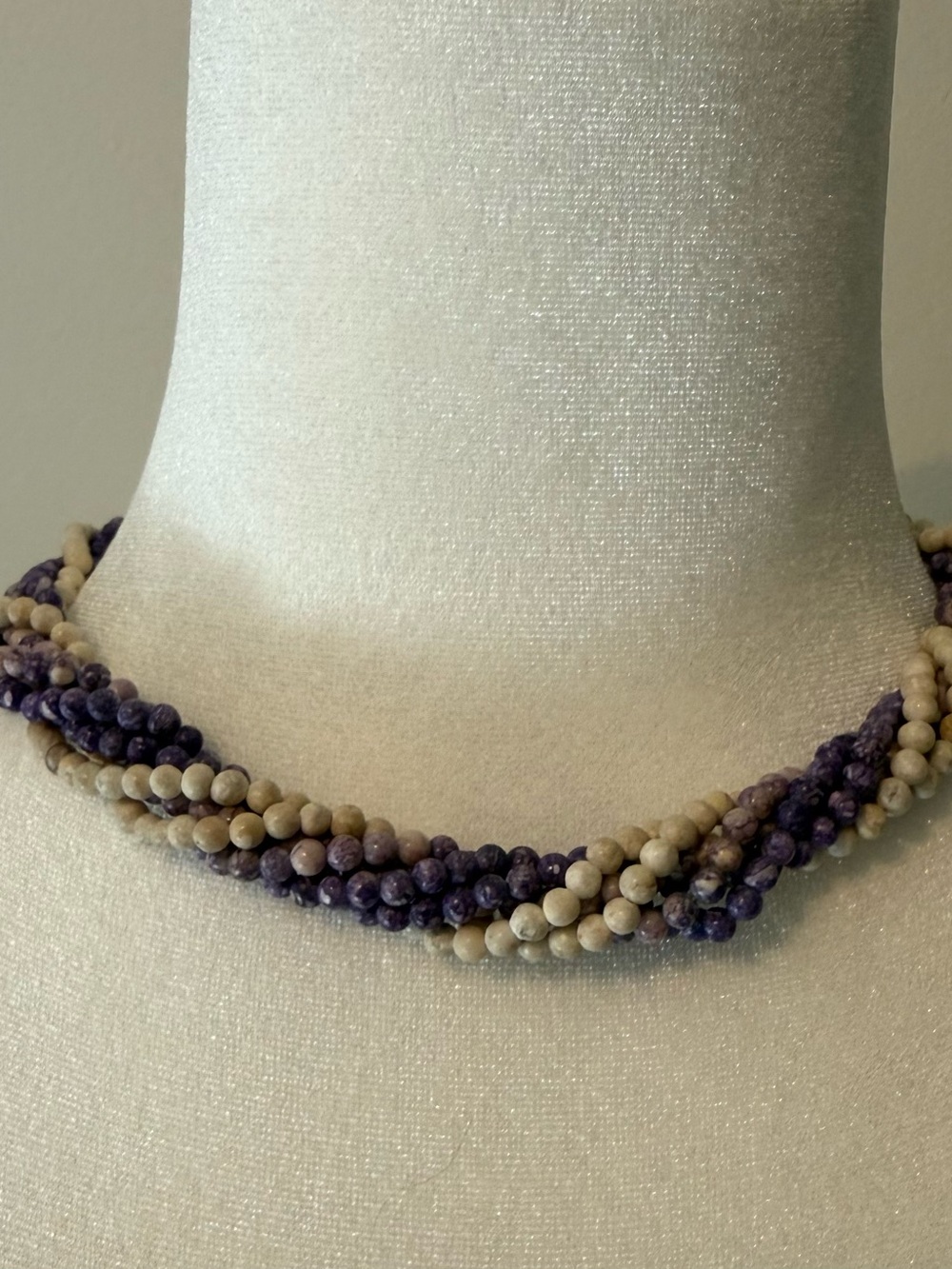Purple and Ivory Twist-a-Bead Multi-Strand Necklace - Picture 3 of 4